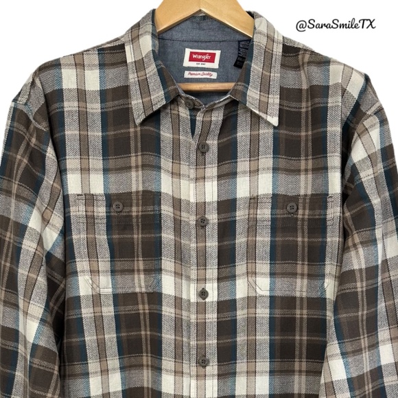 WRANGLER Plaid Long Sleeve Button Down Flannel Shirt - Picture 4 of 10